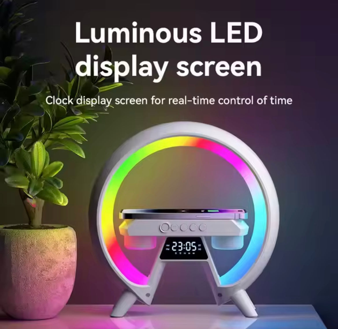 Led fast wireless charger and speaker