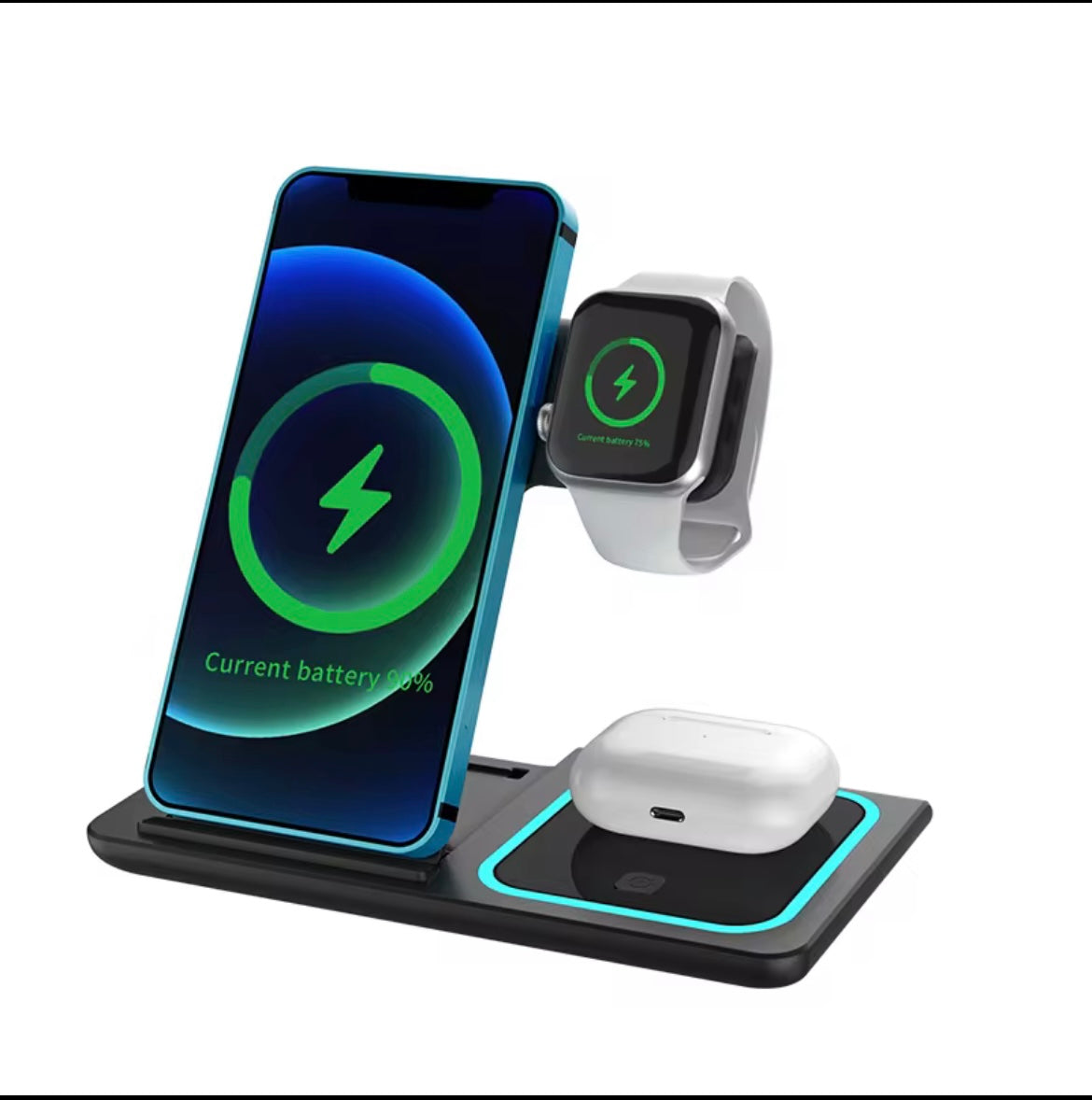 3 in 1 Bluetooth phone, smartwatch, earphones charger (white)