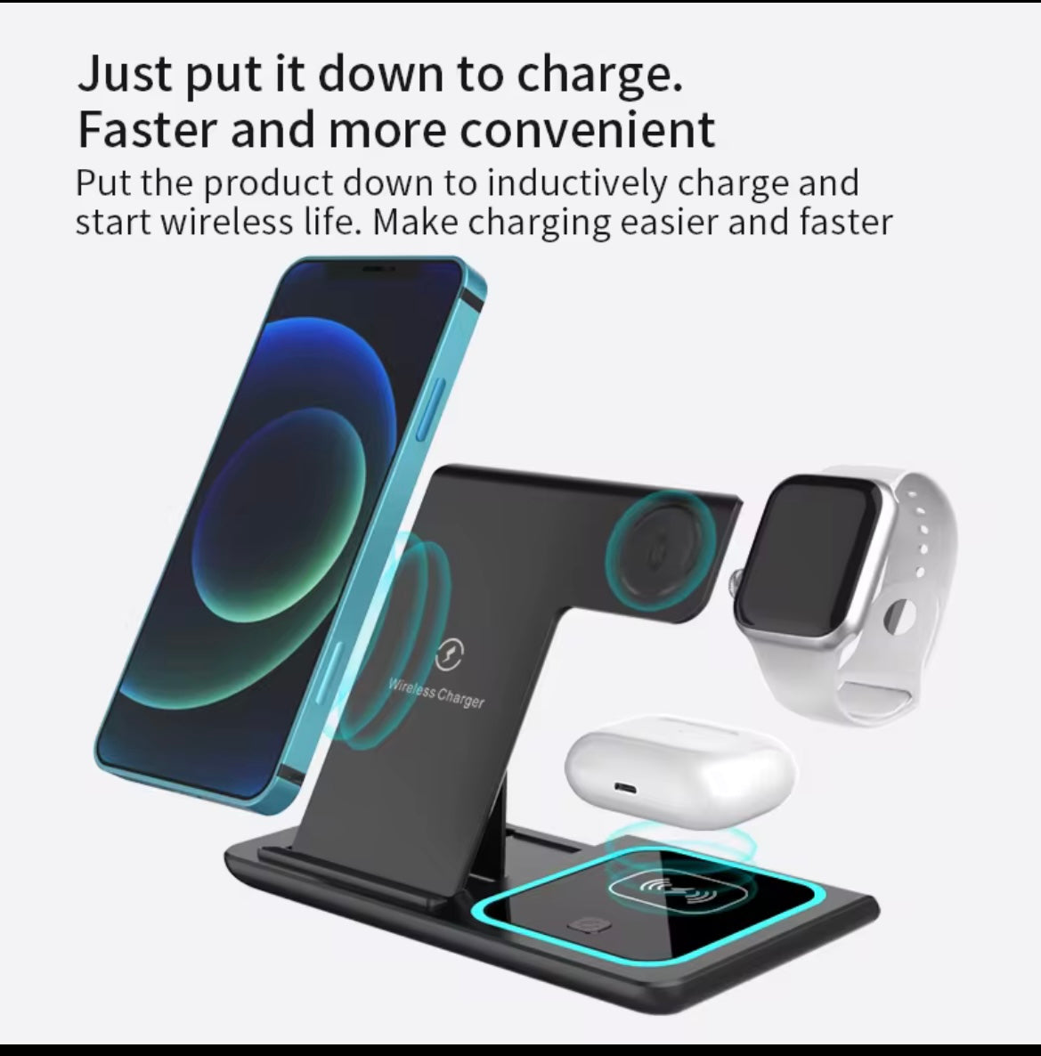 3 in 1 Bluetooth phone, smartwatch, earphones charger (white)