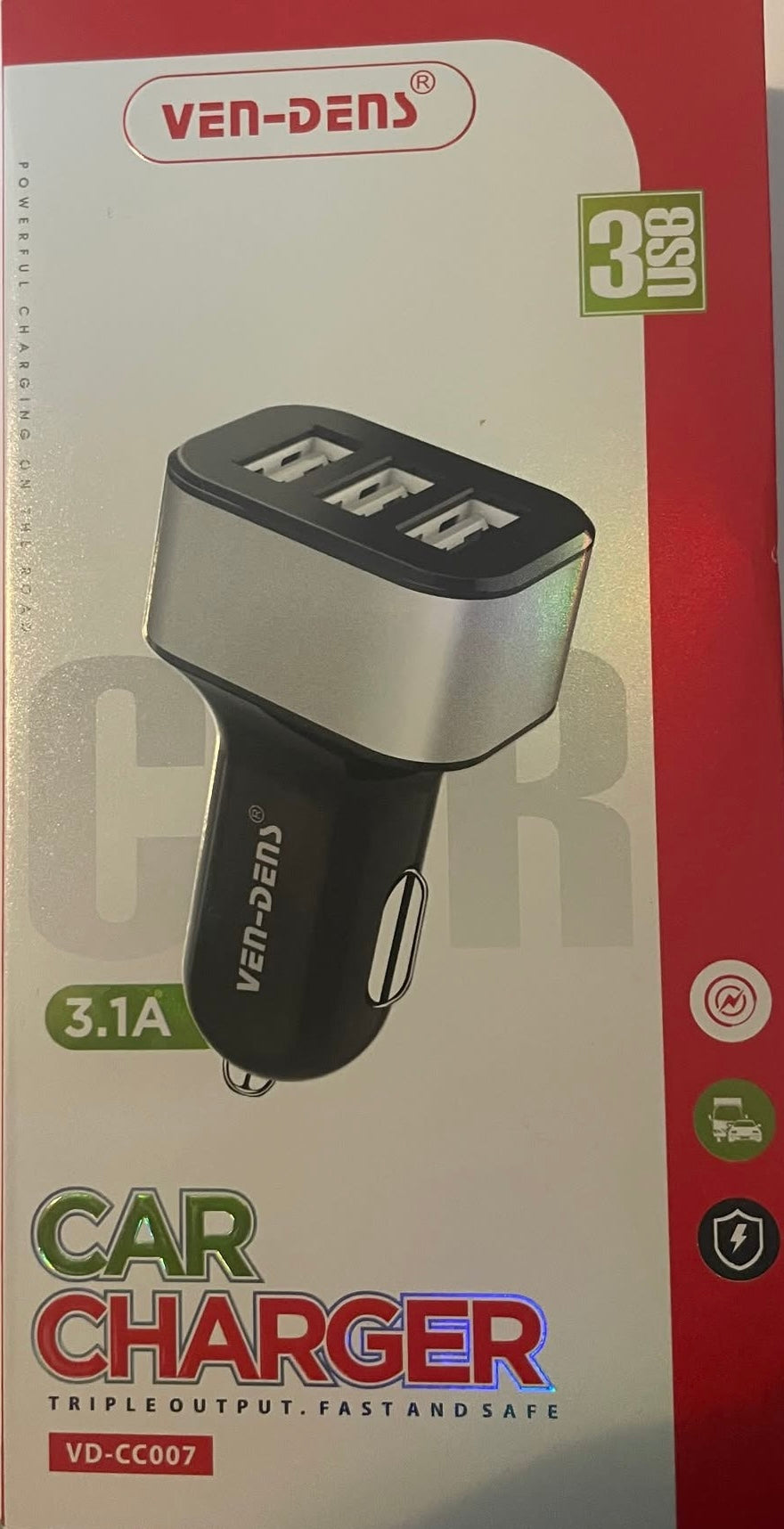 12/24 v 3 port fast charge car usb charger