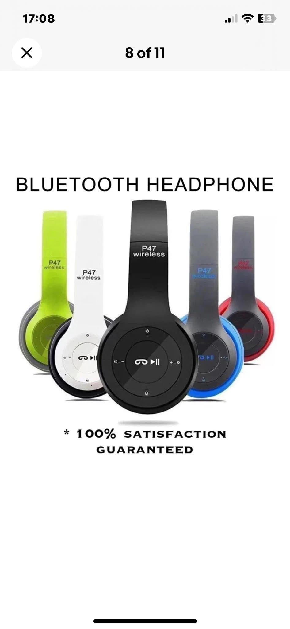 P47 Bluetooth headphones (black)