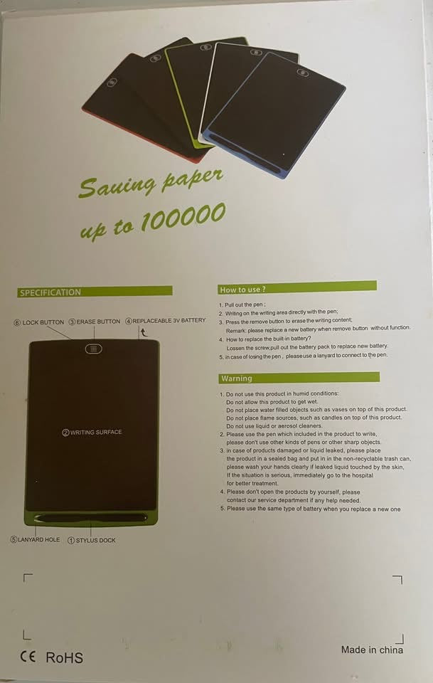 8.5” lcd writing pad
